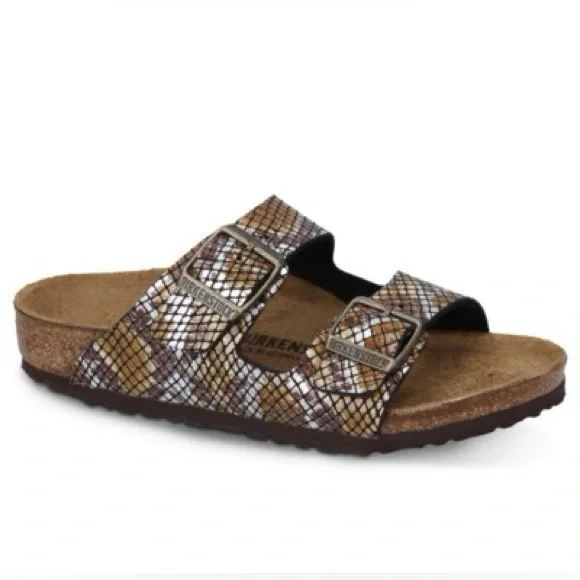 Birkenstock Arizona Gizeh Shiny Snake Animal Print Python Sandals - Picture 5 of 13